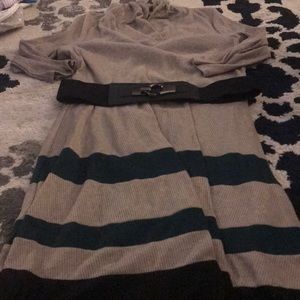 Stripped Sweater Dress with Belt